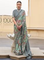 Pv Silk  Sea Green Wedding Wear Floral Print Saree